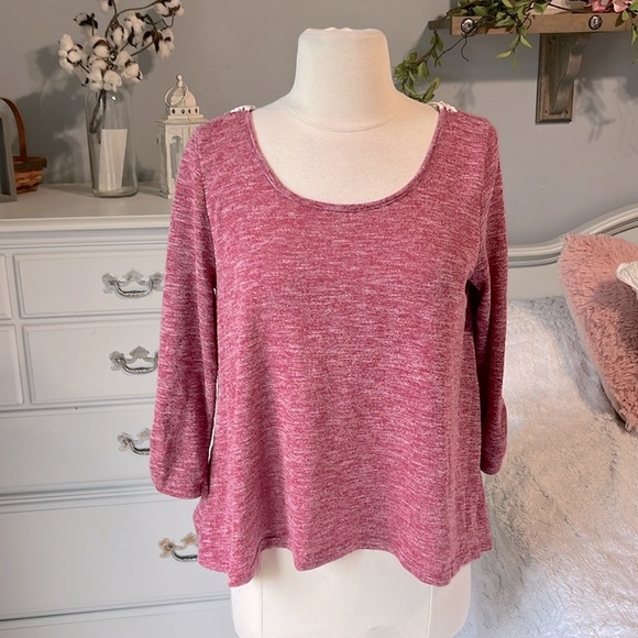 Cranberry Crochet Lace Back Top - Picture 1 of 9